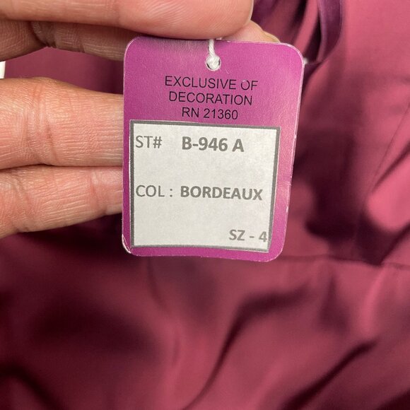 Morilee Madeline Gardner Bordeaux Satin One Shoulder Bridesmaid Dress Gown Sz 4 - Picture 12 of 14